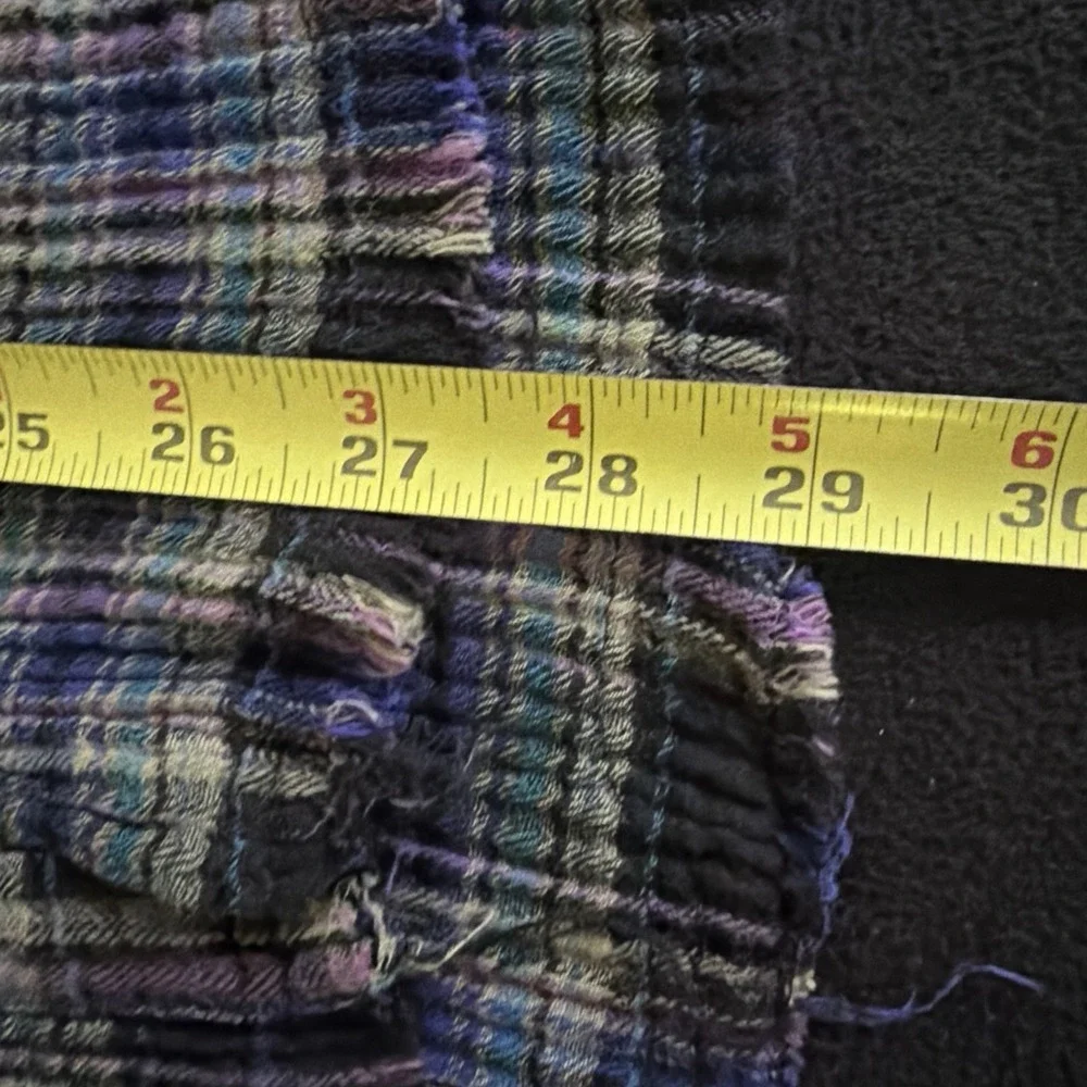 Free People Women's S Plaid Button Up Shacket Juniper Ridge Snap Side Raw Hem